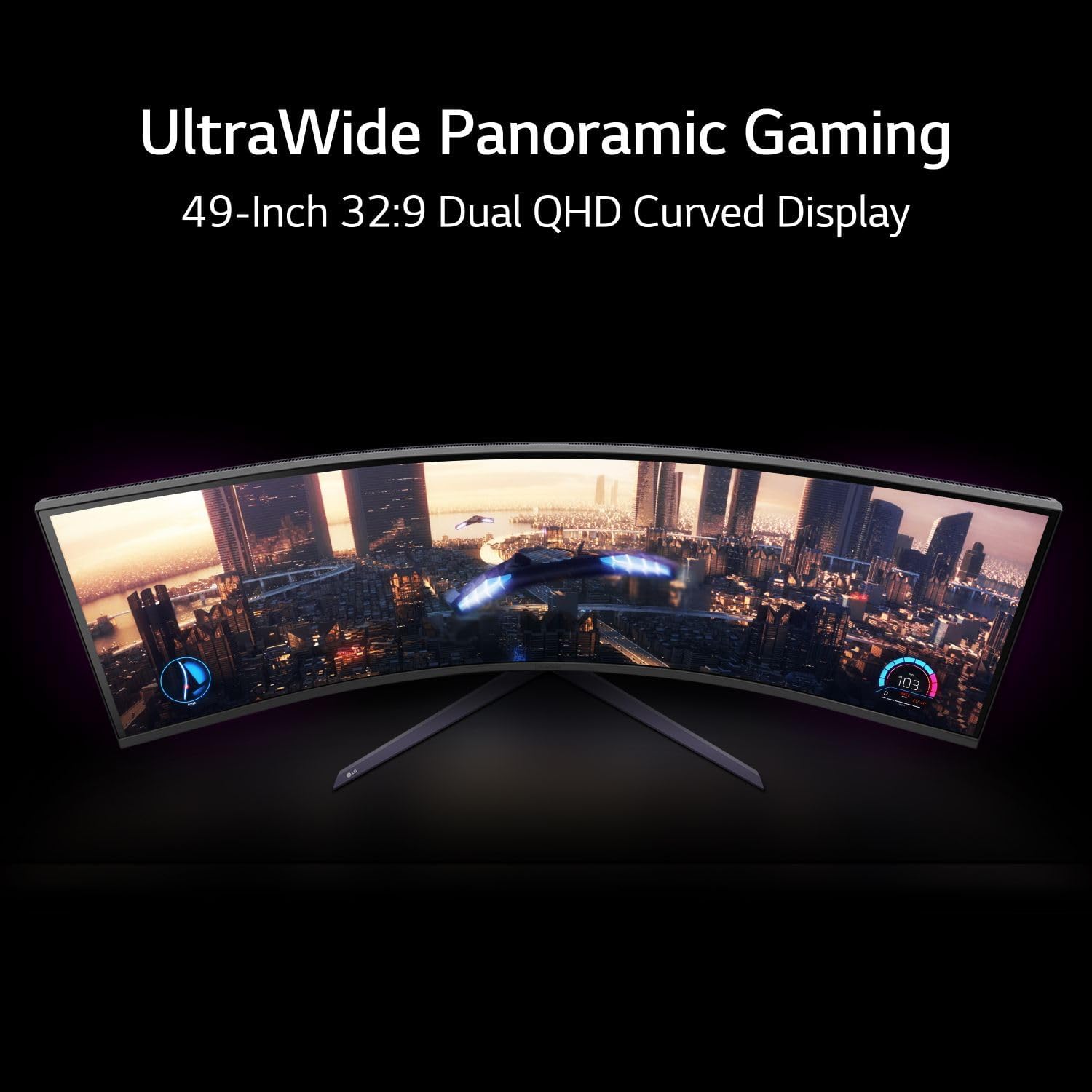 Lg Ultragear 49" Dqhd Hdr Curved Ultrawide Gaming Monitor, 240 Hz Refresh Rate & 1ms Response Time, Amd Freesync Premium Pro, Rgb Led Lighting, 2x Hdmi, Display Port, Usb-A Hub, Black | 49gr85dc-B