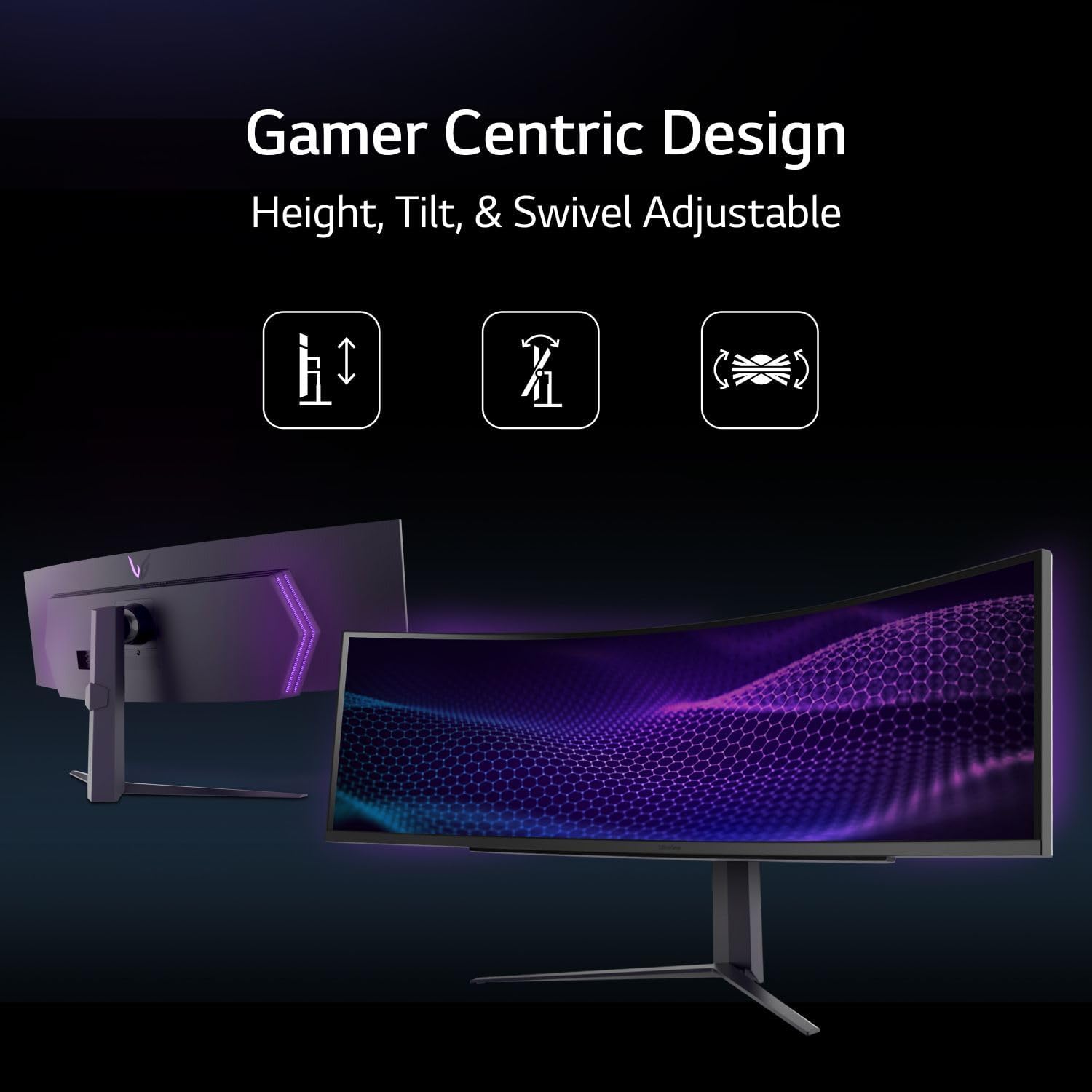 Lg Ultragear 49" Dqhd Hdr Curved Ultrawide Gaming Monitor, 240 Hz Refresh Rate & 1ms Response Time, Amd Freesync Premium Pro, Rgb Led Lighting, 2x Hdmi, Display Port, Usb-A Hub, Black | 49gr85dc-B