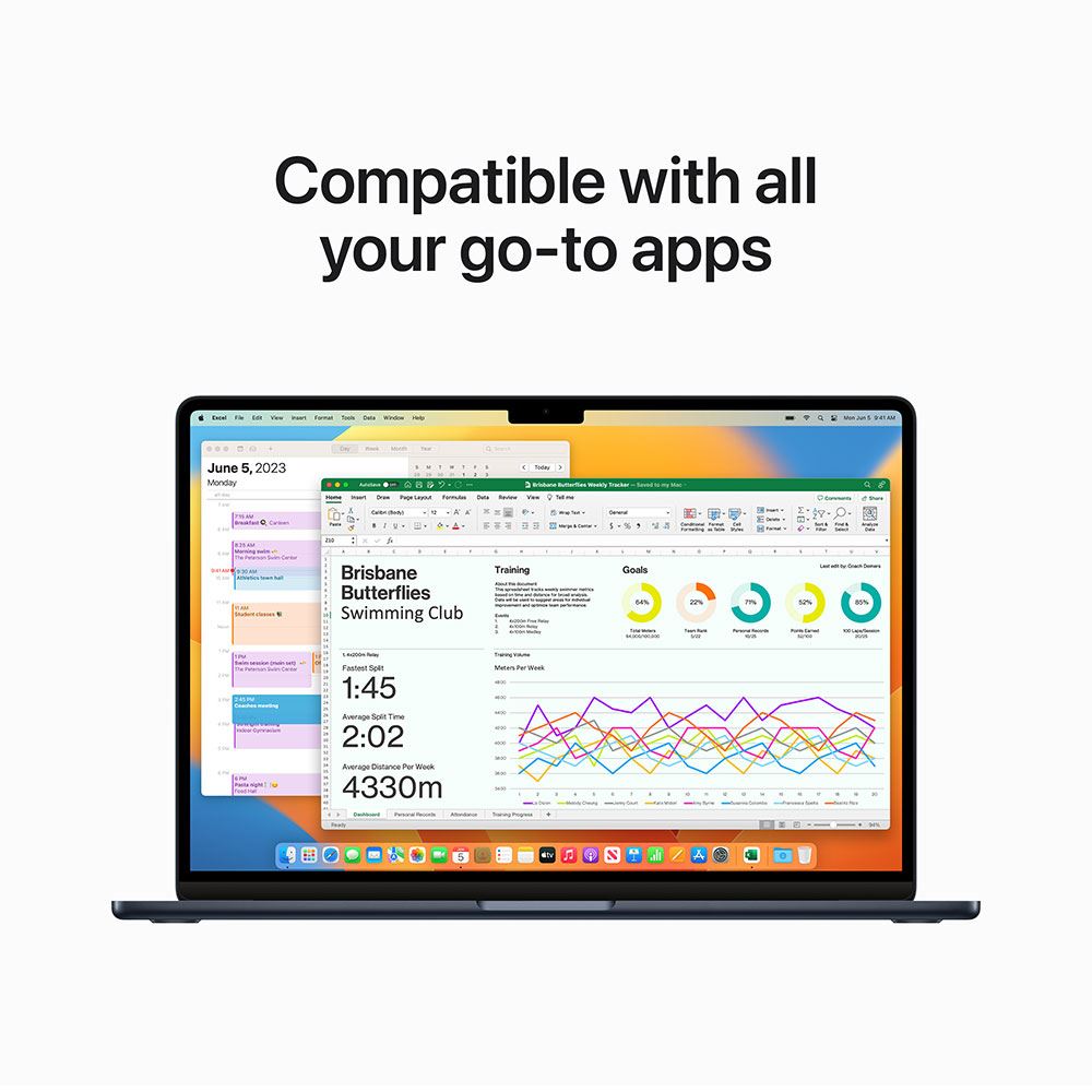 Apple Macbook Air 2023 M2 Chip 8-Core With 10-Core Gpu 256gb Ssd 8gb 15.3" (2880x1864) Liquid Retina Macos Midnight Backlit Keyboard