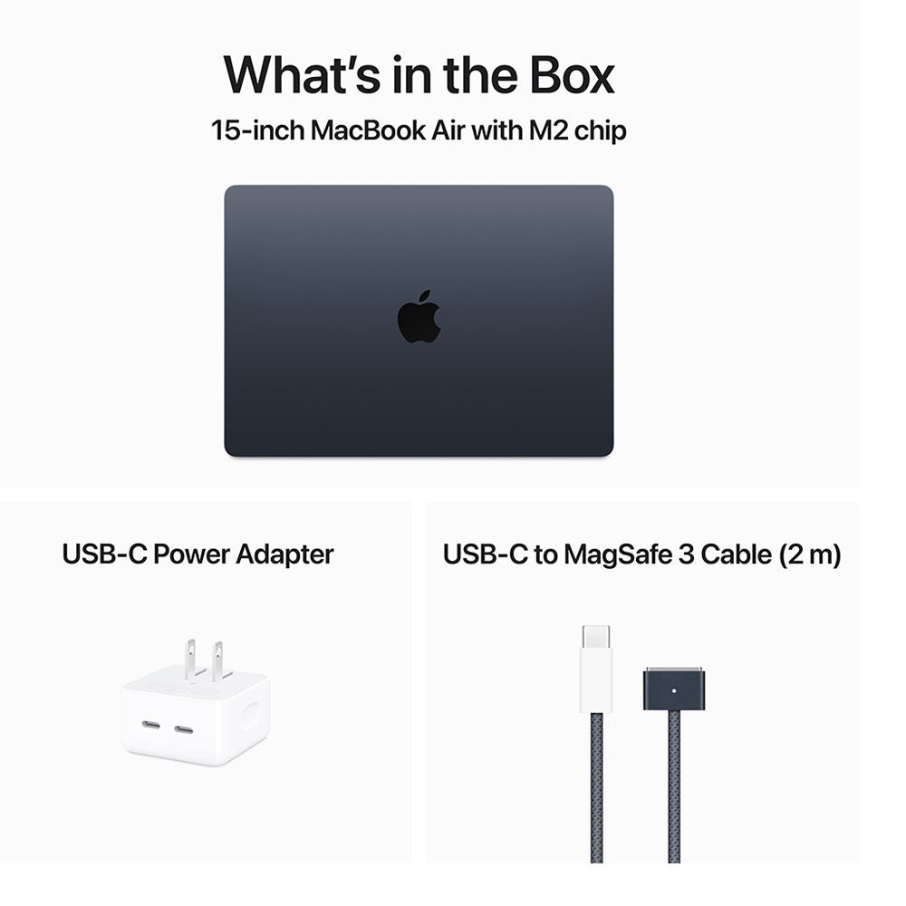 Apple Macbook Air 2023 M2 Chip 8-Core With 10-Core Gpu 256gb Ssd 8gb 15.3" (2880x1864) Liquid Retina Macos Midnight Backlit Keyboard