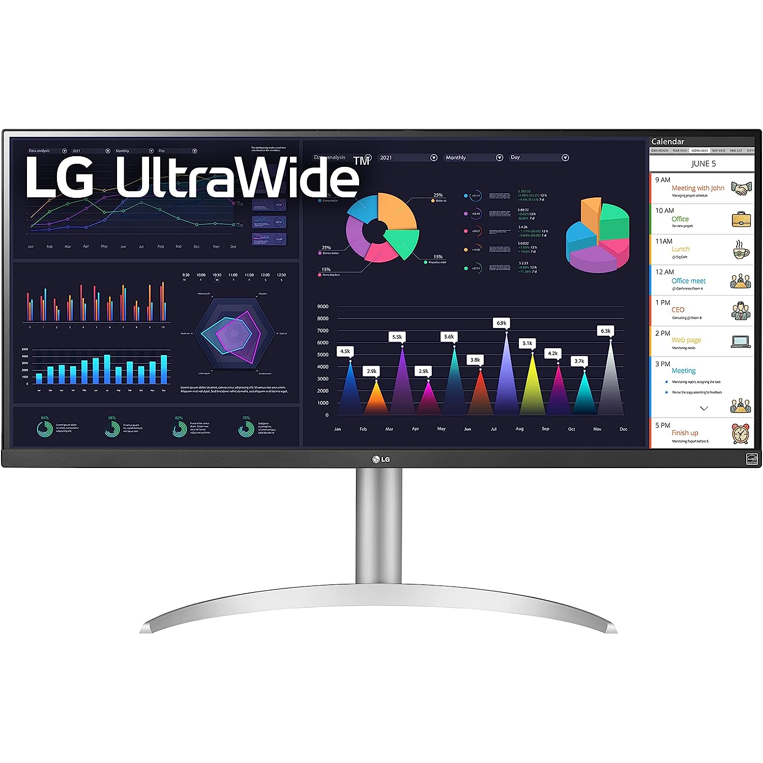 LG 34WQ650 W 34 Inch 21:9 UltraWide Full HD 2560 x 1080 IPS Monitor, Black, 34WQ650-W.AUS